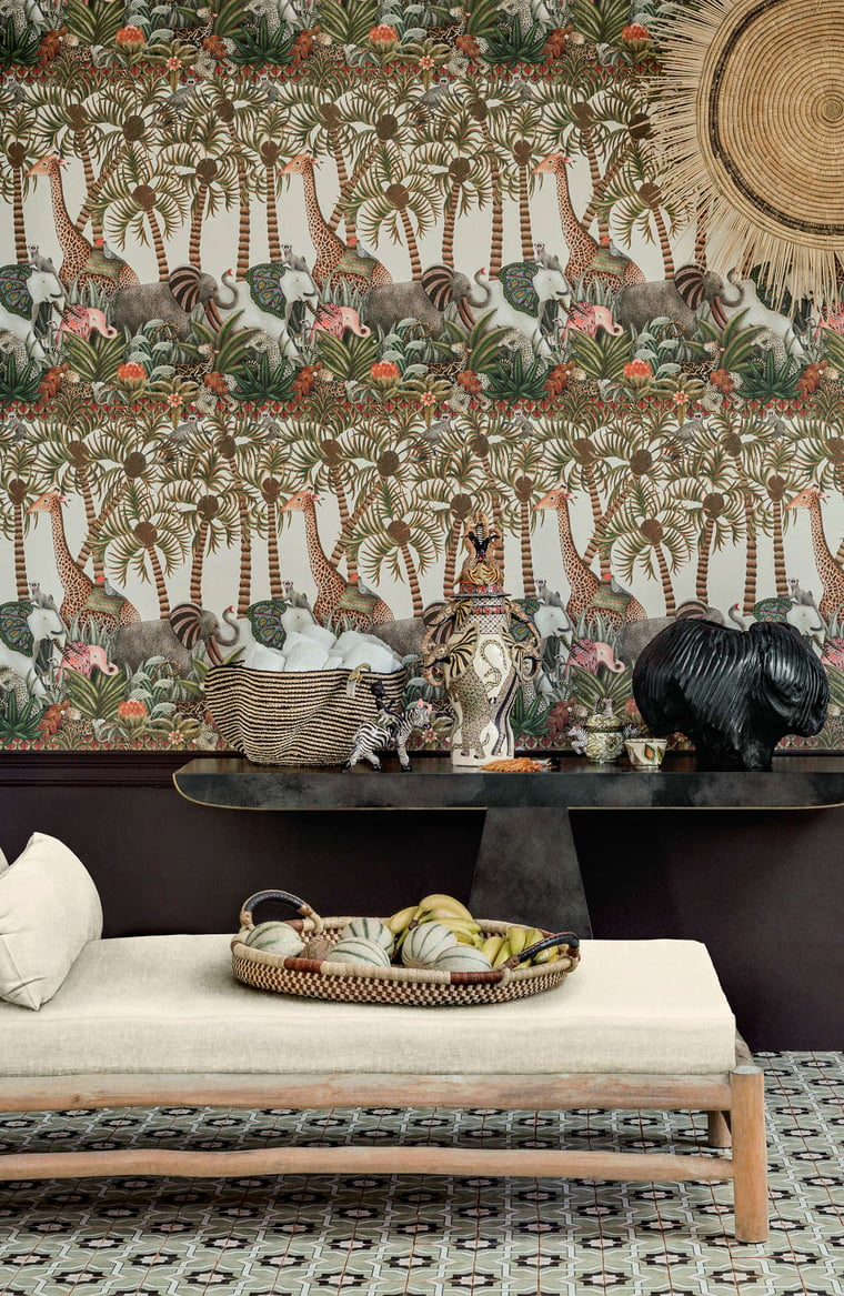 Wallpaper with African Animal Design Letaba March by Cole & Son