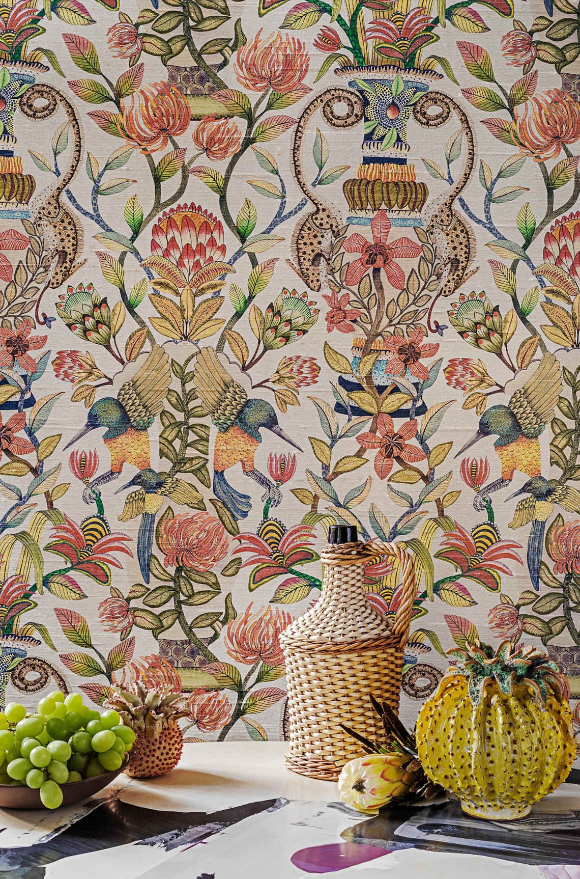 Protea Garden Silk Wallpaper with African Floral Design by Cole & Son
