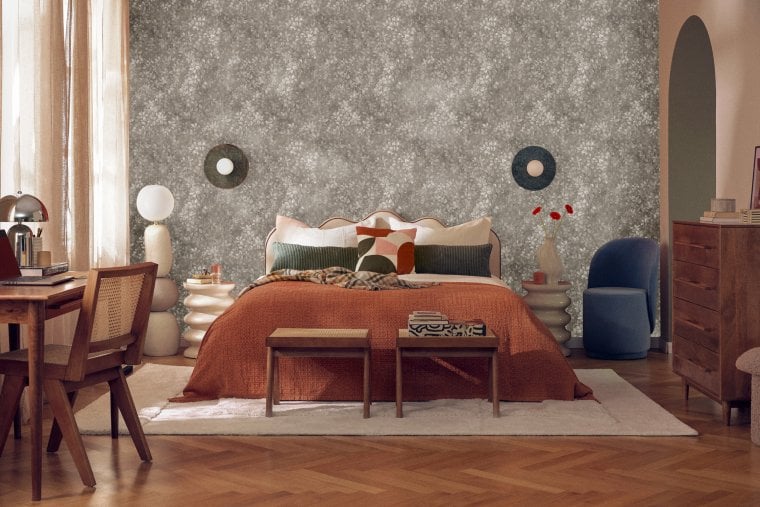 Chambre à coucher de Westwing avec papier peint Marta de Coordonné