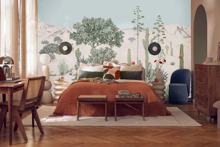Schlafzimmer von Westwing mit Tapete Succulentes von Isidore Leroy