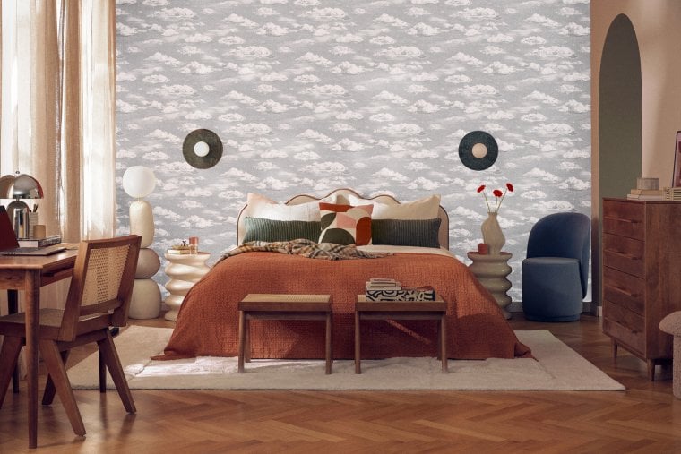 Bedroom from Westwing with Clouds wallpaper by Sian Zeng