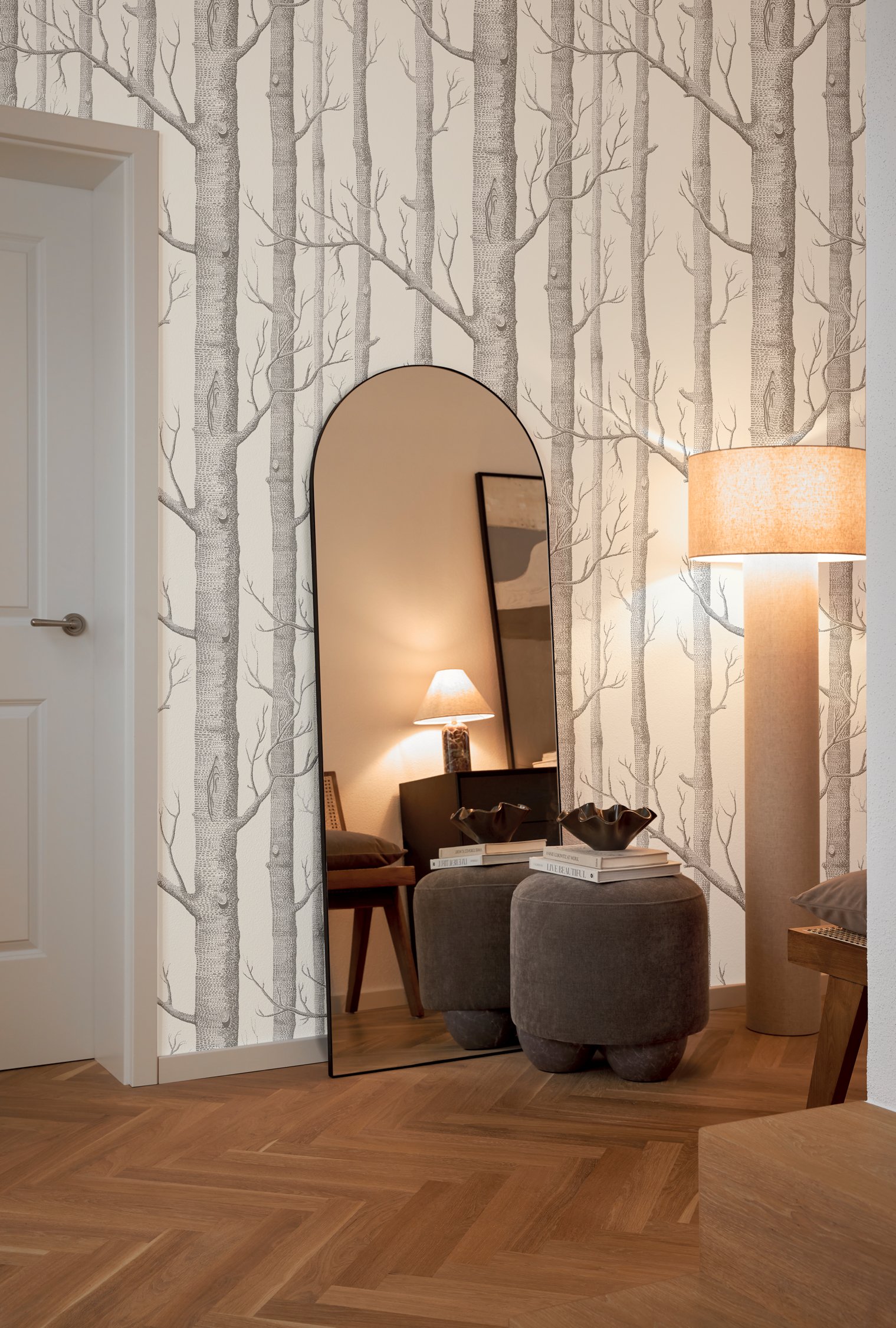 Hallway from Westwing with Woods wallpaper from Cole & Son