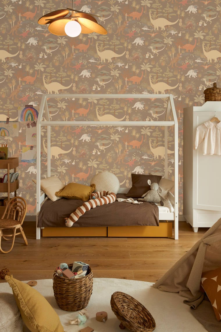 Children's room from Westwing with Dinosaur Vibes wallpaper from Majvillan