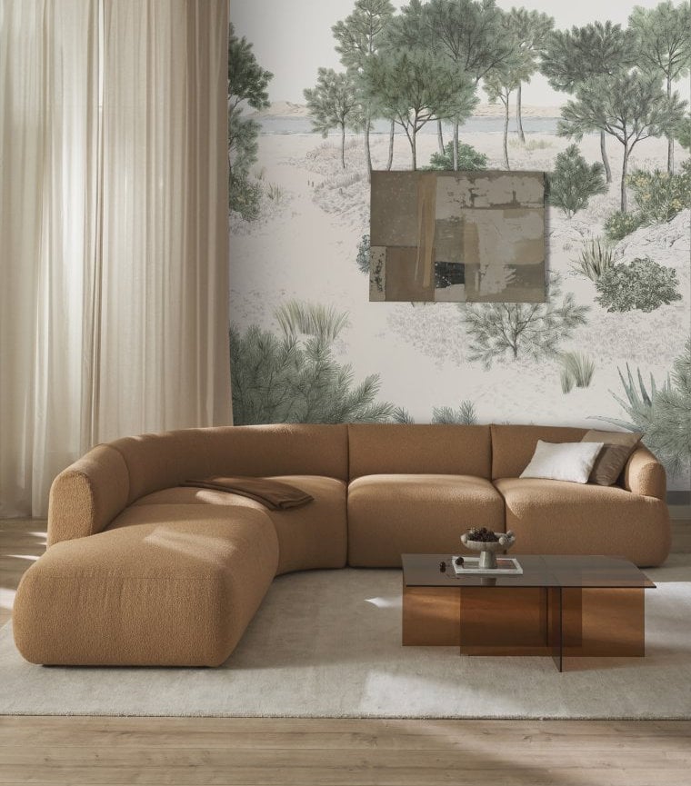 Living room from Westwing with Dune Naturel wallpaper by Isidore Leroy