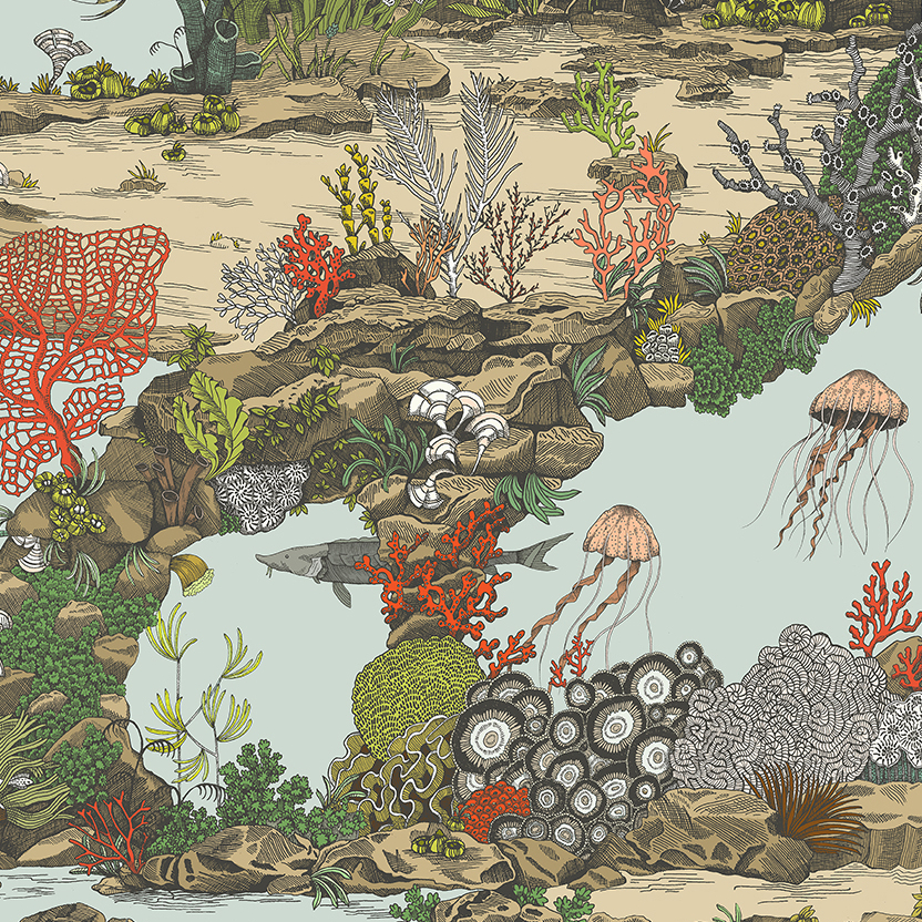 Detail of wallpaper Underwater Jungle by Jospephine Munsey featuring fish